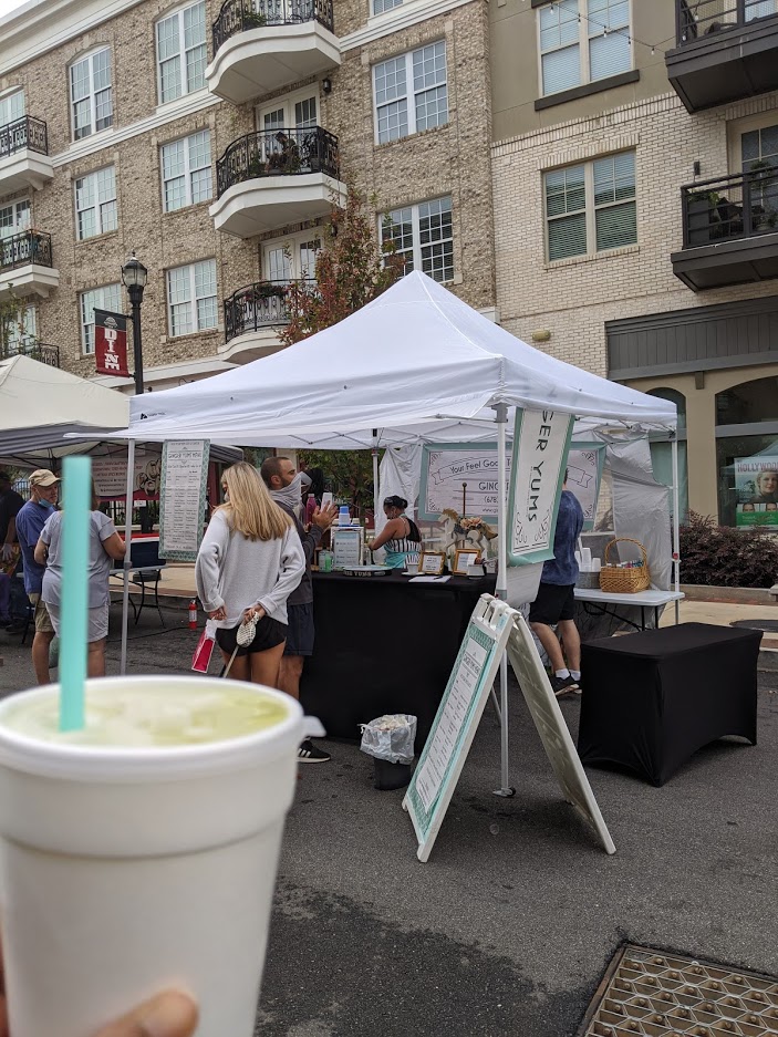 ginger yums stand with drink